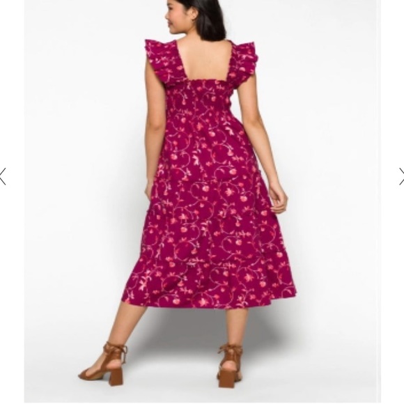NWT HILL HOUSE Ellie Nap Dress Burgundy Botanical - Picture 6 of 15